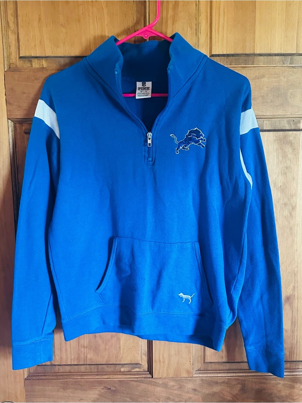 PINK Victoria's Secret Detroit lions NFL football quarter zip sweat shirt!